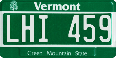 VT license plate LHI459
