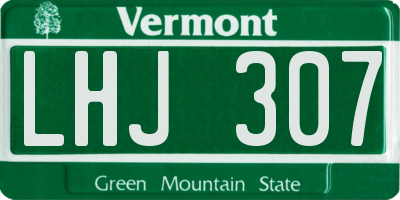 VT license plate LHJ307