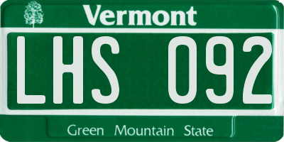 VT license plate LHS092
