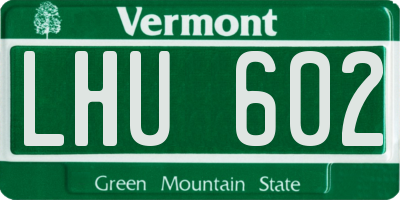 VT license plate LHU602