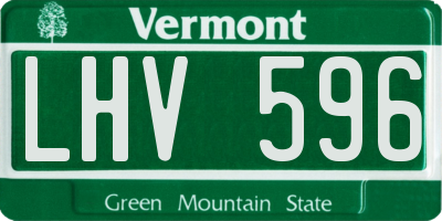 VT license plate LHV596