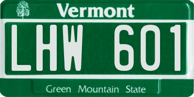 VT license plate LHW601