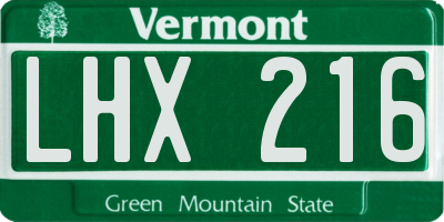 VT license plate LHX216