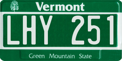 VT license plate LHY251