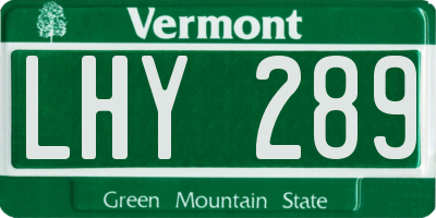 VT license plate LHY289
