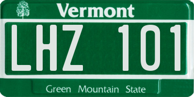 VT license plate LHZ101