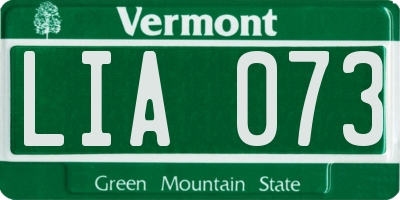 VT license plate LIA073