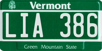 VT license plate LIA386