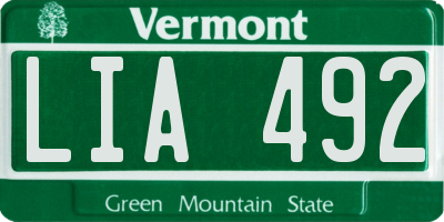 VT license plate LIA492