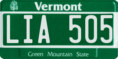 VT license plate LIA505