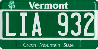 VT license plate LIA932