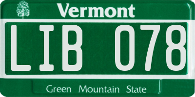 VT license plate LIB078