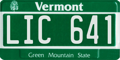 VT license plate LIC641