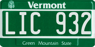 VT license plate LIC932