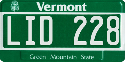 VT license plate LID228