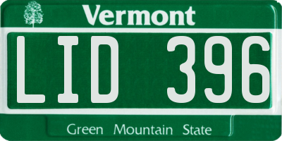 VT license plate LID396