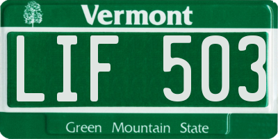 VT license plate LIF503