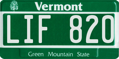 VT license plate LIF820