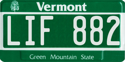 VT license plate LIF882
