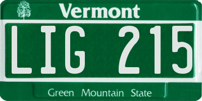 VT license plate LIG215