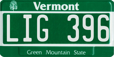 VT license plate LIG396