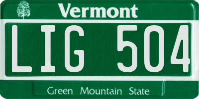 VT license plate LIG504