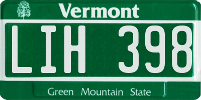 VT license plate LIH398