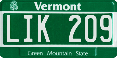 VT license plate LIK209