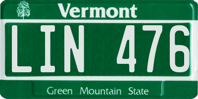 VT license plate LIN476
