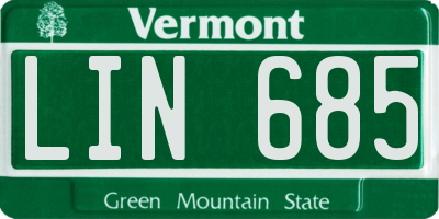 VT license plate LIN685