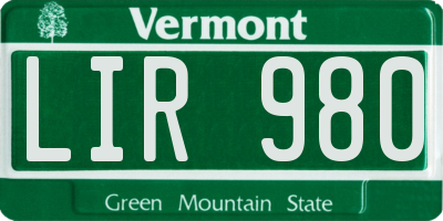 VT license plate LIR980