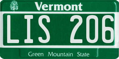 VT license plate LIS206