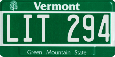 VT license plate LIT294