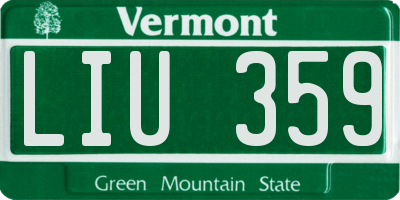 VT license plate LIU359