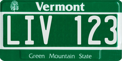 VT license plate LIV123