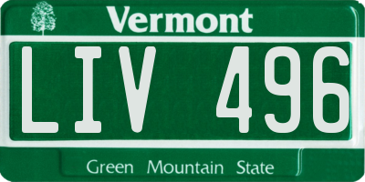 VT license plate LIV496
