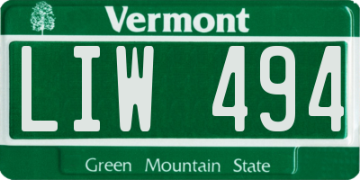 VT license plate LIW494