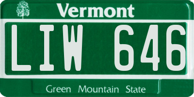 VT license plate LIW646