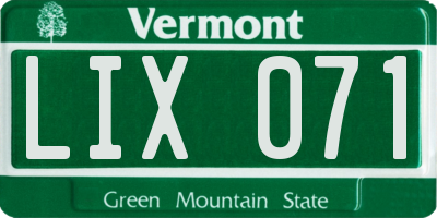 VT license plate LIX071