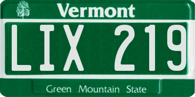 VT license plate LIX219