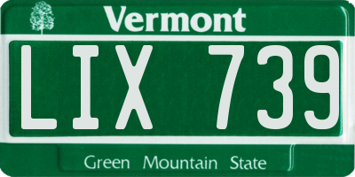 VT license plate LIX739