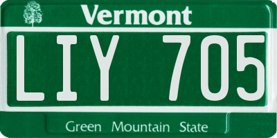 VT license plate LIY705