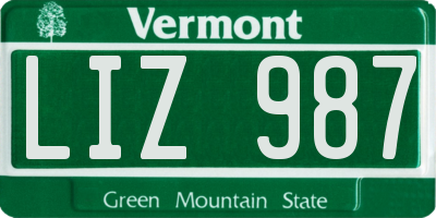 VT license plate LIZ987