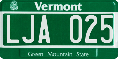 VT license plate LJA025