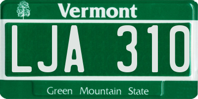 VT license plate LJA310