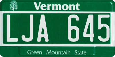 VT license plate LJA645
