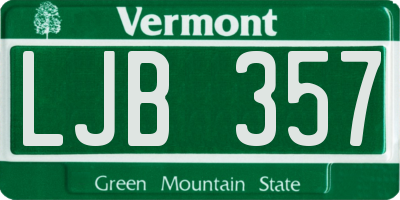 VT license plate LJB357