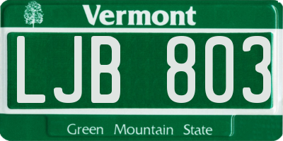 VT license plate LJB803