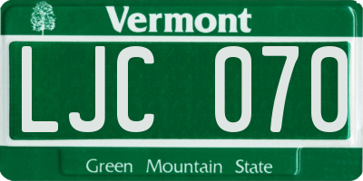 VT license plate LJC070