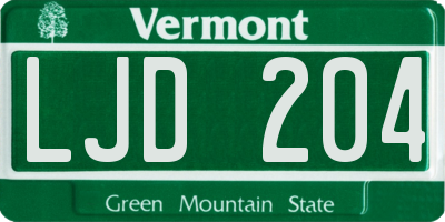 VT license plate LJD204